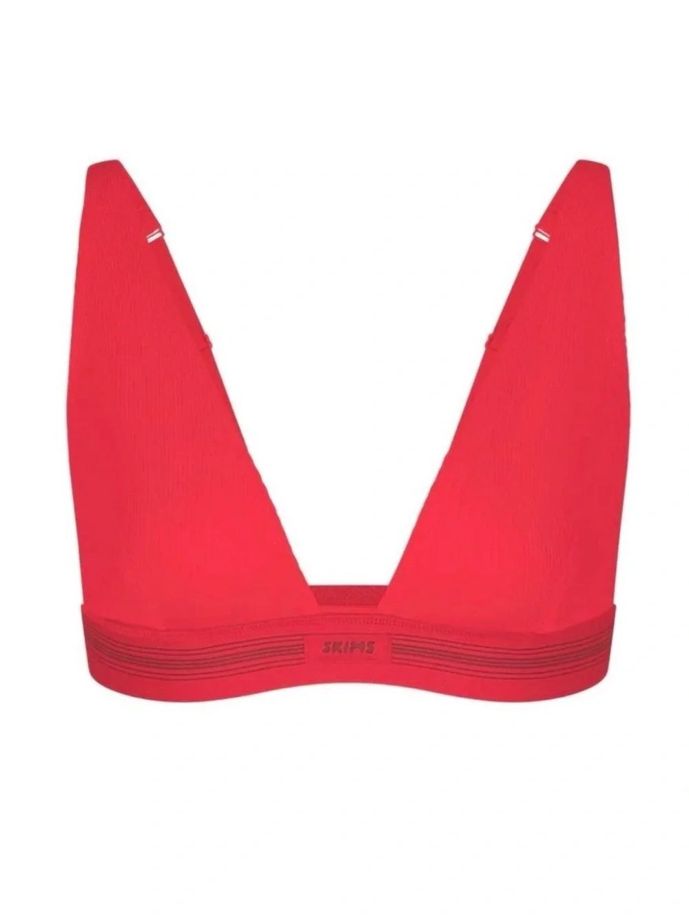 SKIMS Cotton Plunge Bralette Bra Red Ribbed size xs - Picture 3 of 8